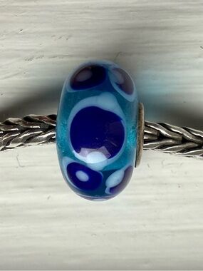 Trollbeads Blue and Turquoise Glass Dot Bead